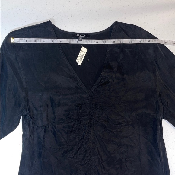 Madewell Black Ruched Long Sleeve Blouse - Picture 8 of 11